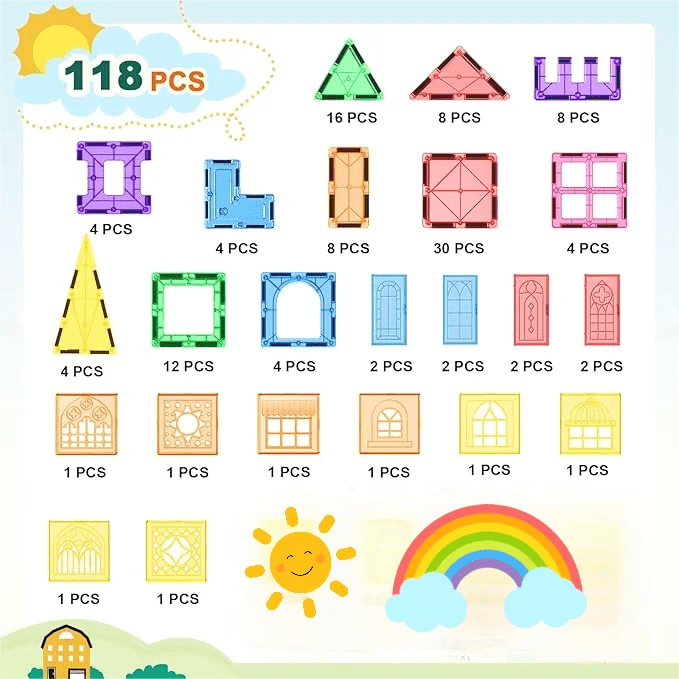 STEM Magnetic Building Blocks - Educational Toys for Kids 4-8, Ages 5-7 - silverfoxgoods